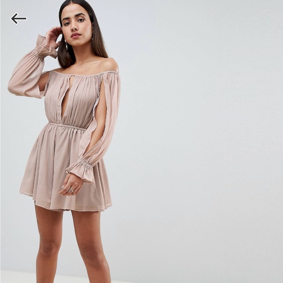 ASOS DESIGN Off Shoulder Romper With Cut Out Detail - Picture 3 of 12